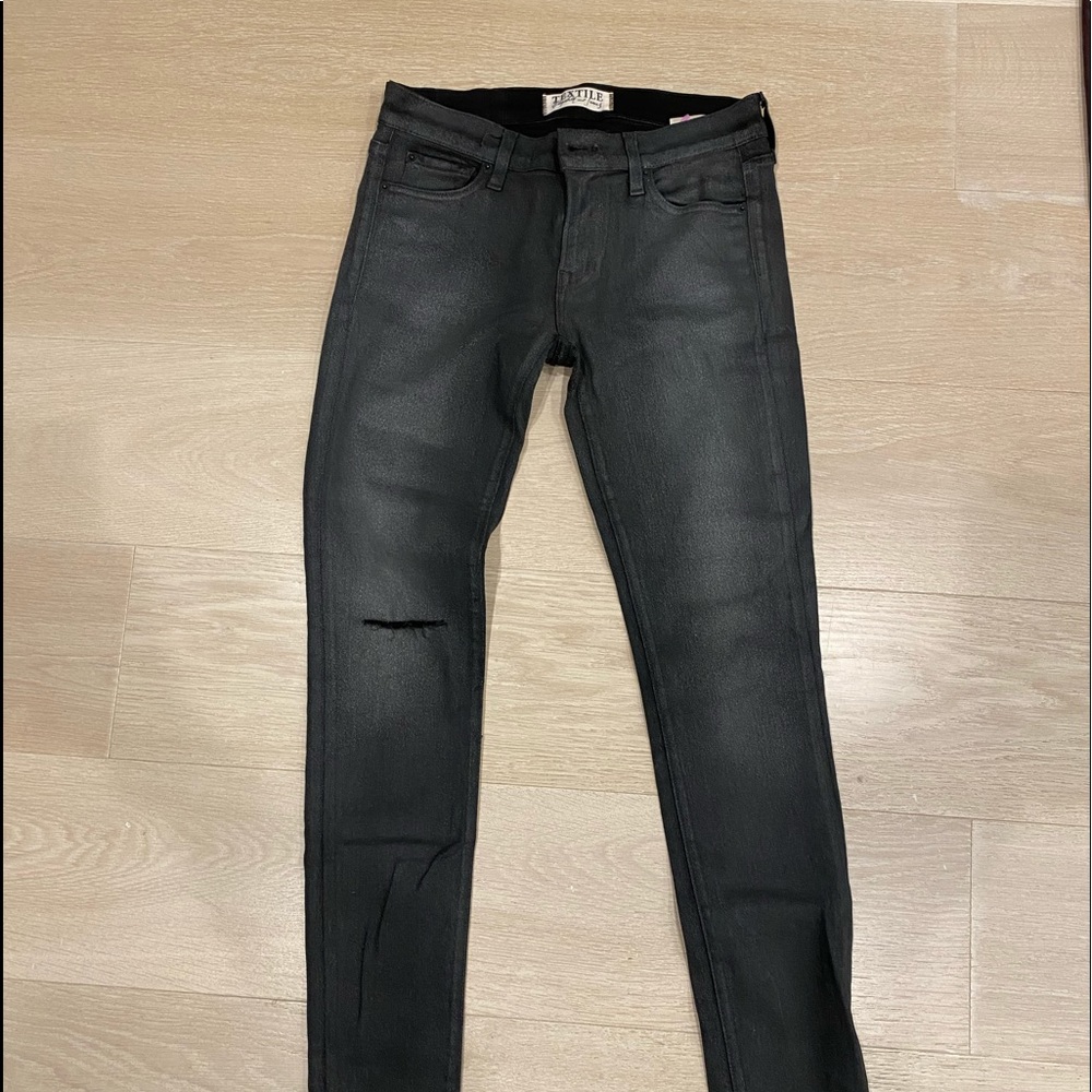 Gray wax denim jeans